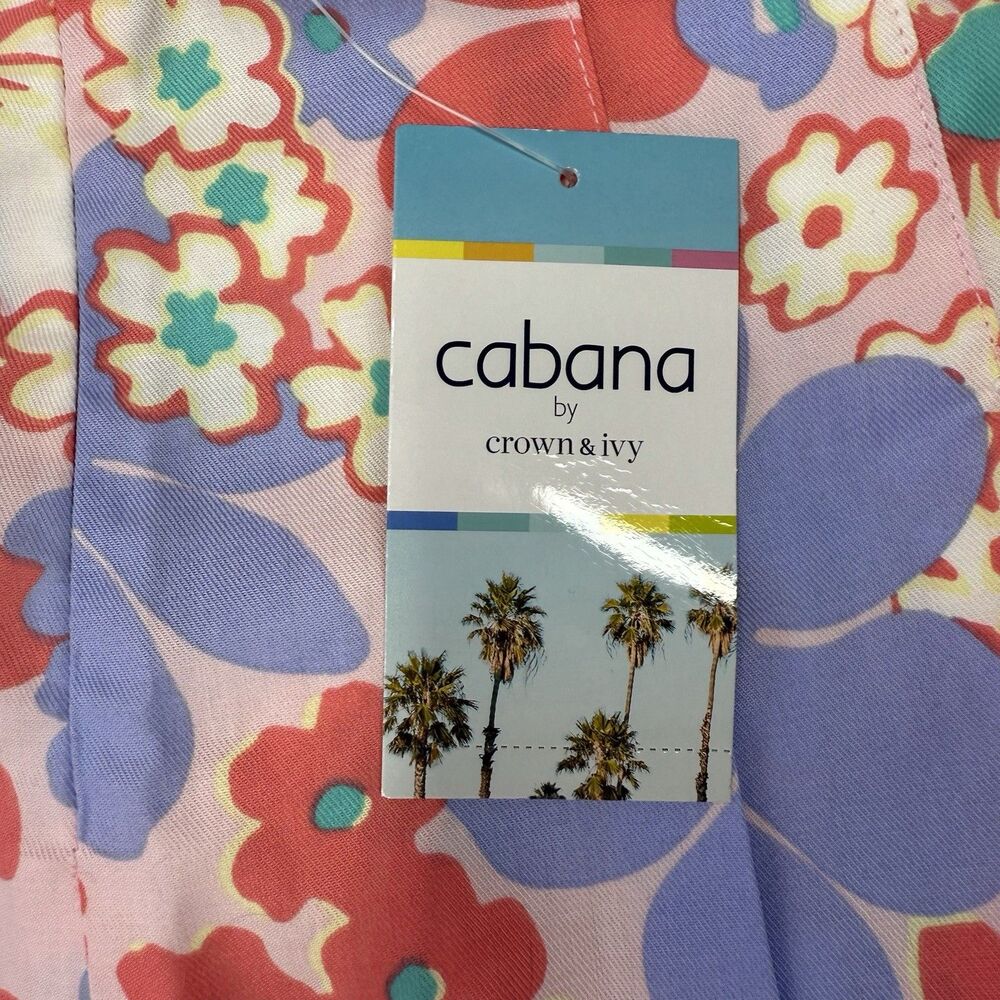 2-Cabana Crown & Ivy Skirt Women Size 14 Navy and Floral Casual Beach - Picture 12 of 15